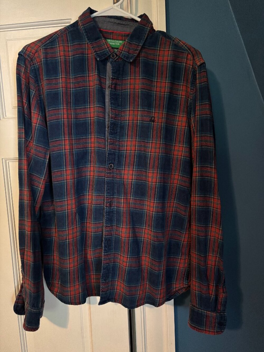 Benetton red and blue plaid shirt